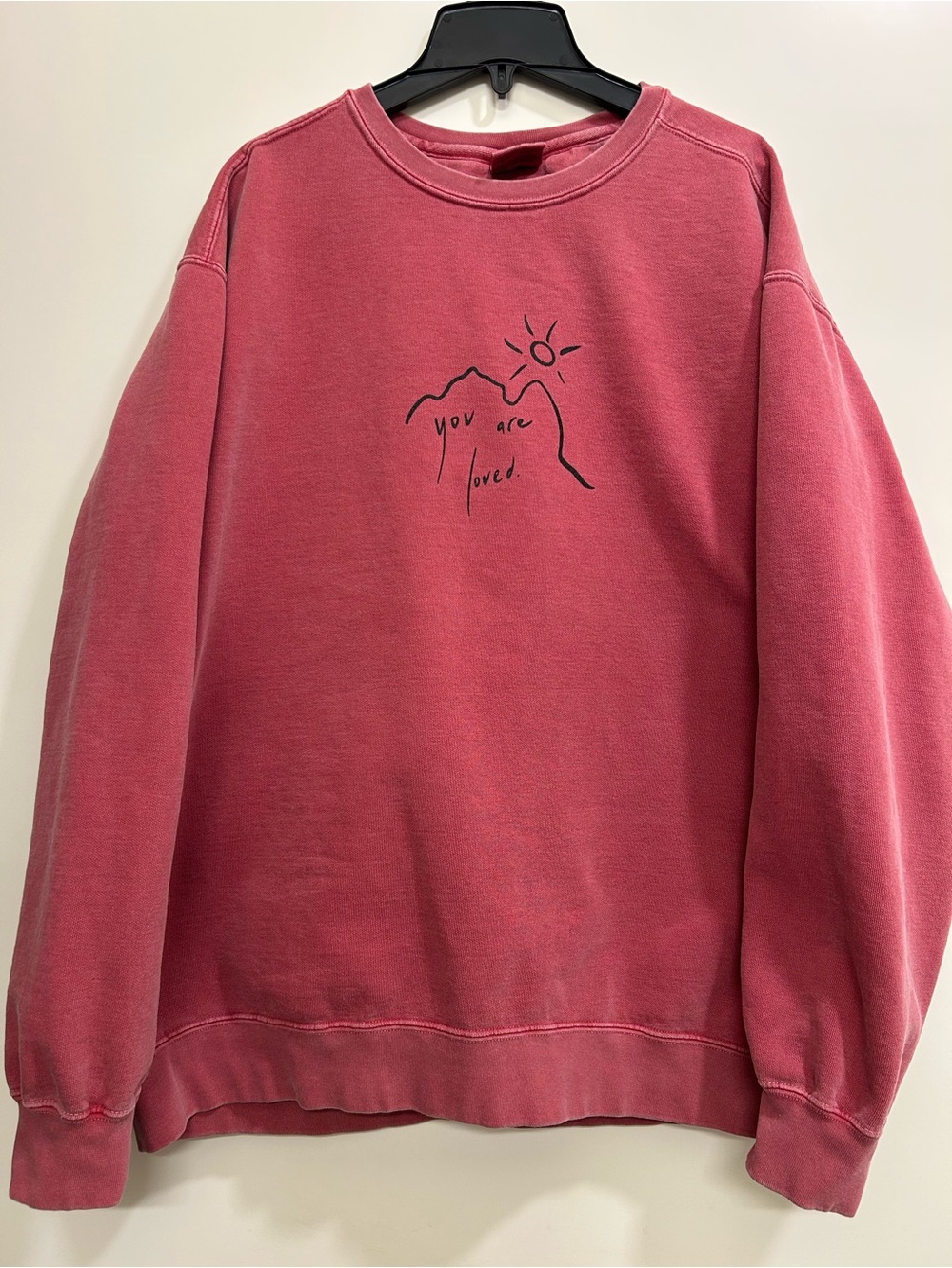 Comfort Colors "You Are Loved" Mountain Sweatshirt XL Pink Garment Dye